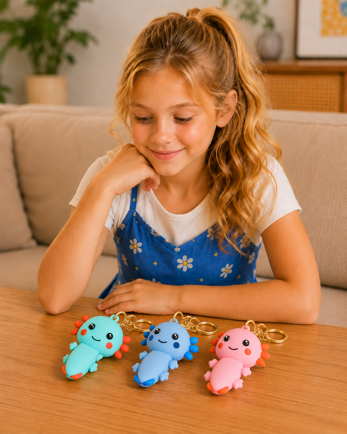 Cute Axolotl Silicone Keychain | Soft Rubber Backpack & Bag Charm