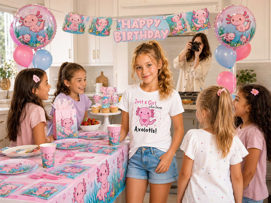 Pink Axolotl Birthday Party Supply Set