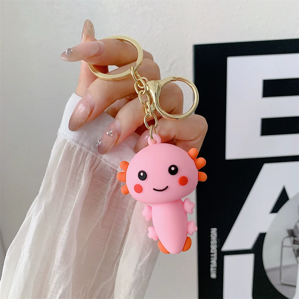 Cute Axolotl Silicone Keychain | Soft Rubber Backpack & Bag Charm