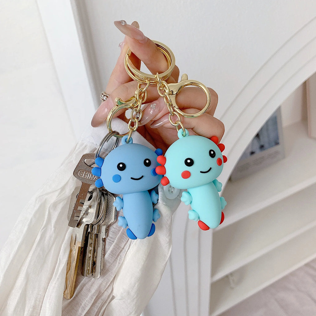 Cute Axolotl Silicone Keychain | Soft Rubber Backpack & Bag Charm