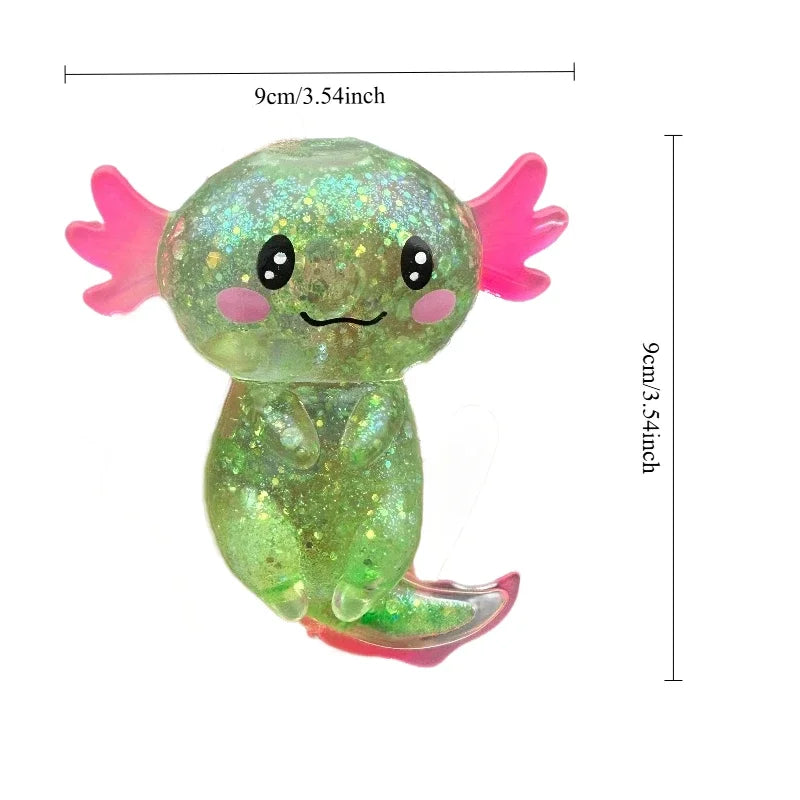Glitter Axolotl Squishy – Stretchy Sensory Fidget Toy
