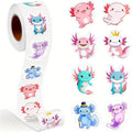 Axolotl Sticker Roll – 500 Cute Waterproof Stickers