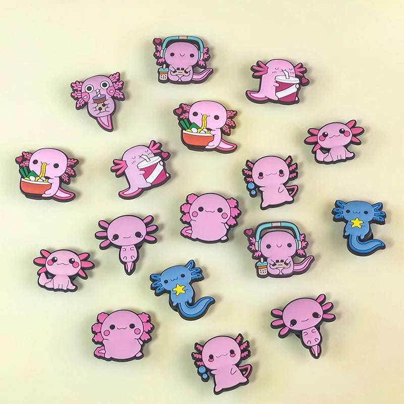 9-Piece Axolotl Shoe Charm Set | Cute Kawaii PVC Charms for Crocs®, Clogs & Wristbands
