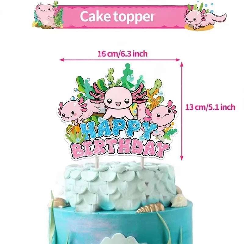 Pink Axolotl Birthday Party Supply Set