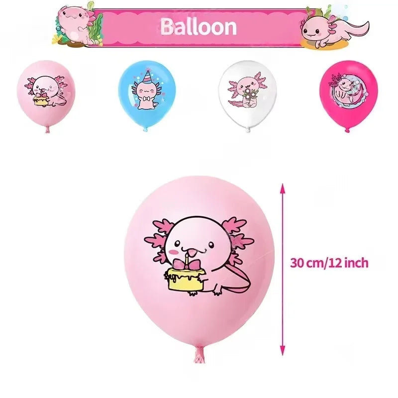 Pink Axolotl Birthday Party Supply Set