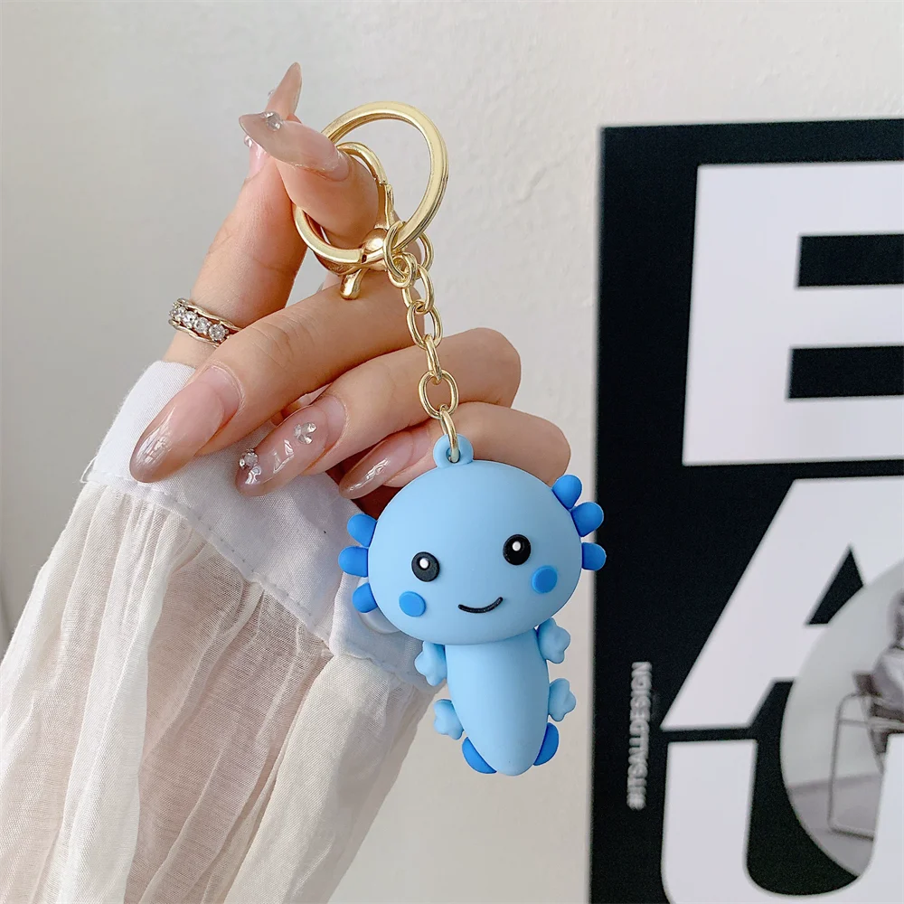 Cute Axolotl Silicone Keychain | Soft Rubber Backpack & Bag Charm