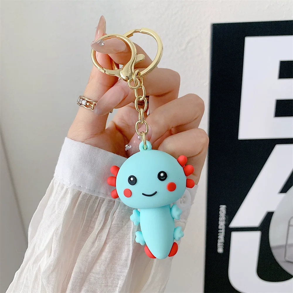 Cute Axolotl Silicone Keychain | Soft Rubber Backpack & Bag Charm