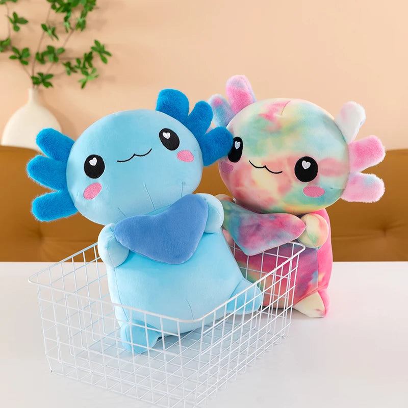 Standing Axolotl Plush | Hugging Heart Stuffed Animal | Cute Kawaii Axolotl Plush Toy