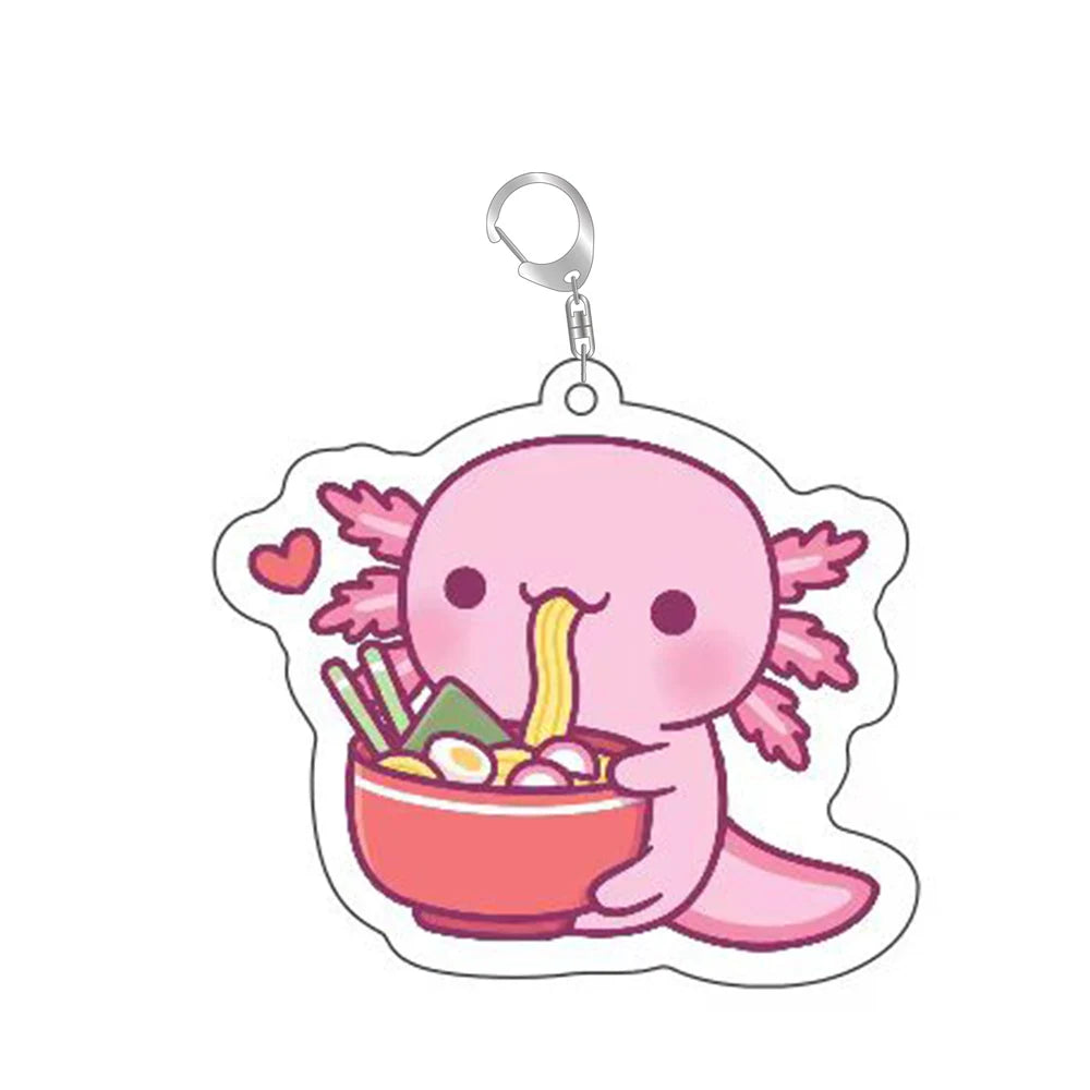 Cute Axolotl Acrylic Keychain – Cartoon Animal Bag Charm & Key Ring Accessory