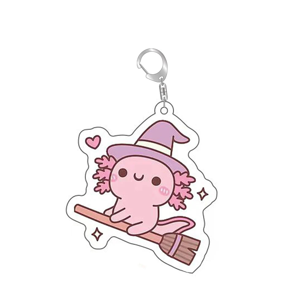 Cute Axolotl Acrylic Keychain – Cartoon Animal Bag Charm & Key Ring Accessory