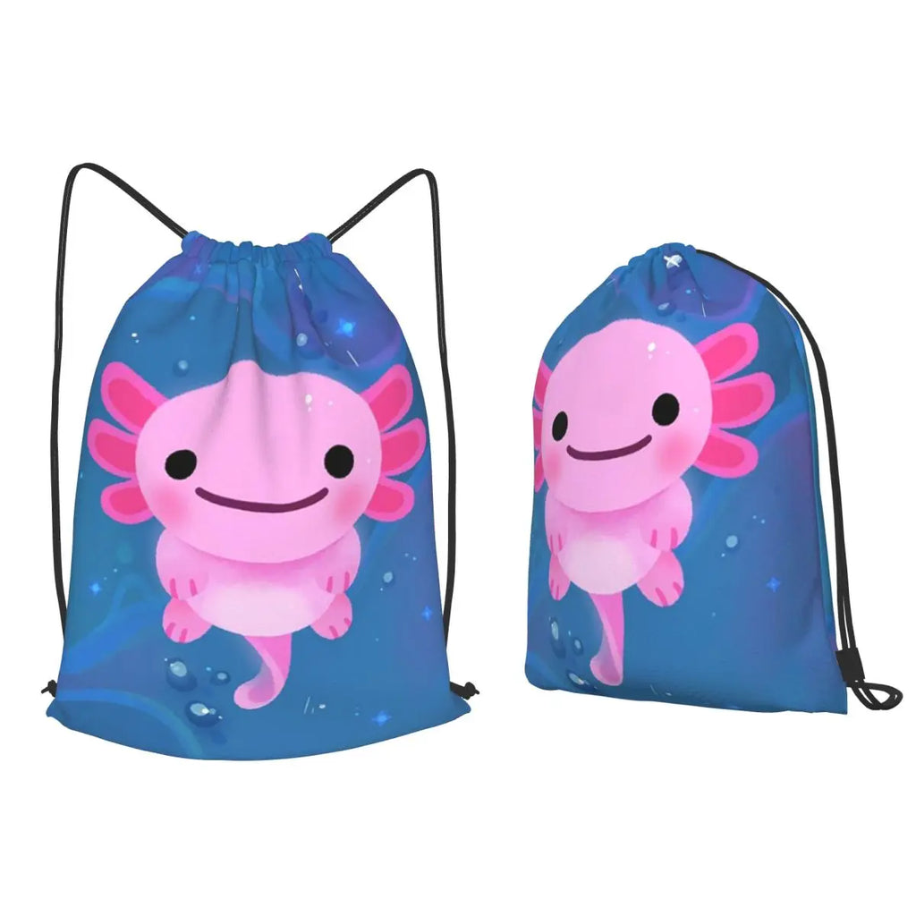 Axolotl Drawstring Backpack | Lightweight Gym, Swim & Travel Bag | Cute Axolotl Cinch Sack