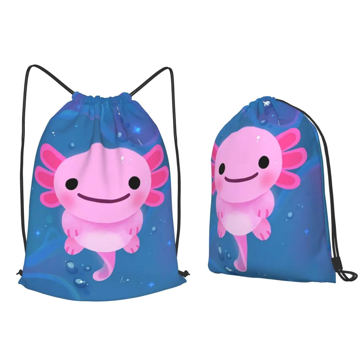 Axolotl Drawstring Backpack | Lightweight Gym, Swim & Travel Bag | Cute Axolotl Cinch Sack