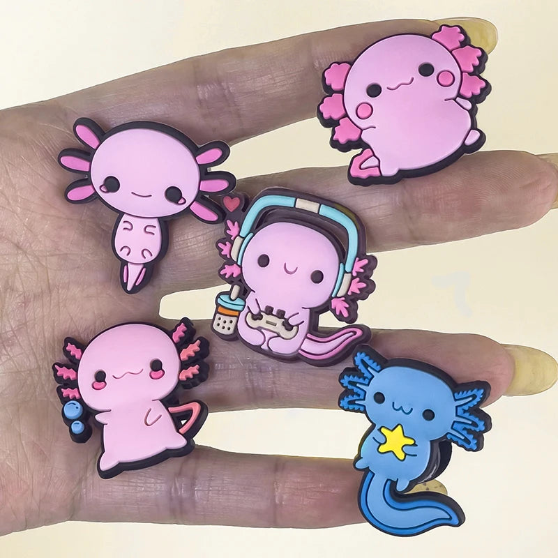 9-Piece Axolotl Shoe Charm Set | Cute Kawaii PVC Charms for Crocs®, Clogs & Wristbands