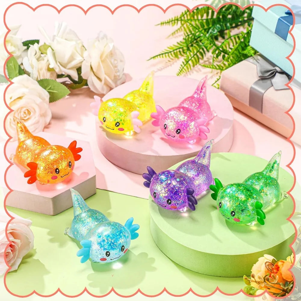 Glitter Axolotl Squishy – Sparkling Slow-Rise Fidget Toy