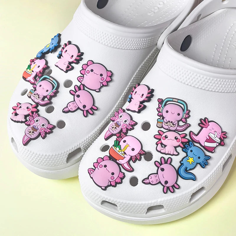9-Piece Axolotl Shoe Charm Set | Cute Kawaii PVC Charms for Crocs®, Clogs & Wristbands