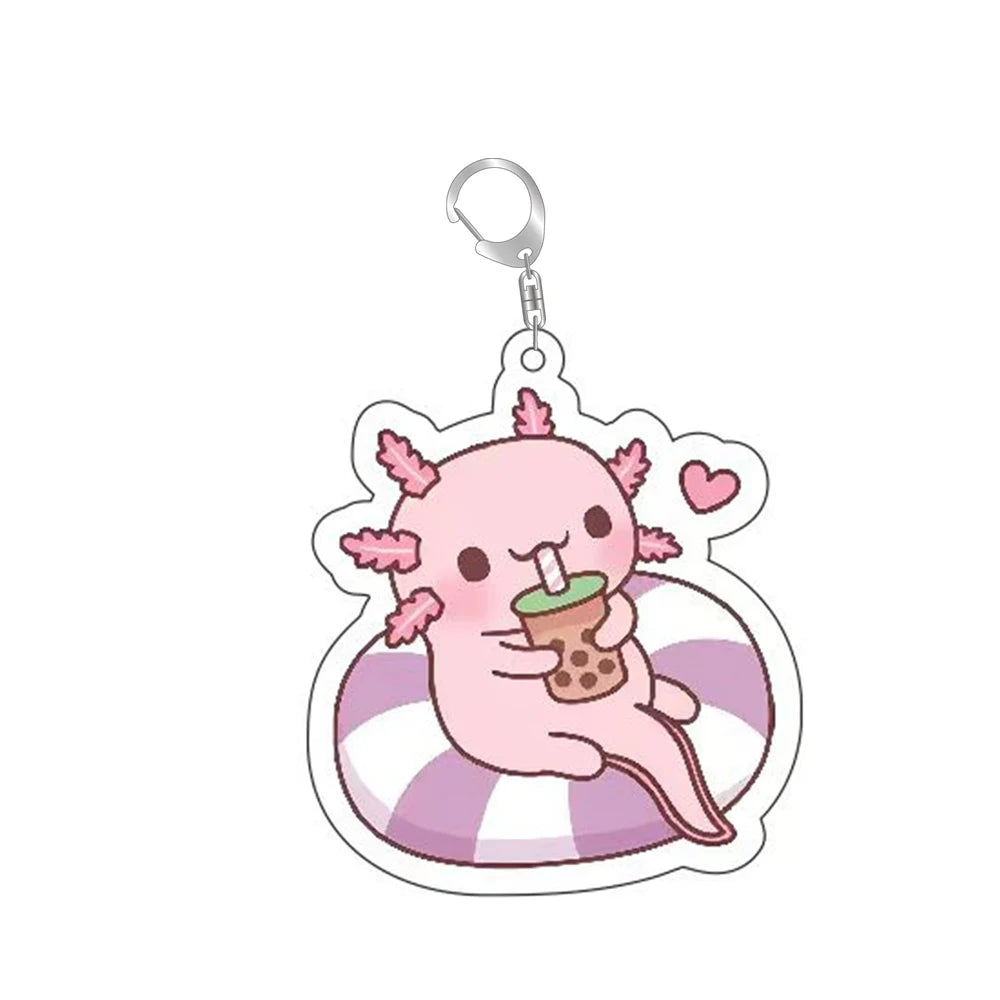 Cute Axolotl Acrylic Keychain – Cartoon Animal Bag Charm & Key Ring Accessory