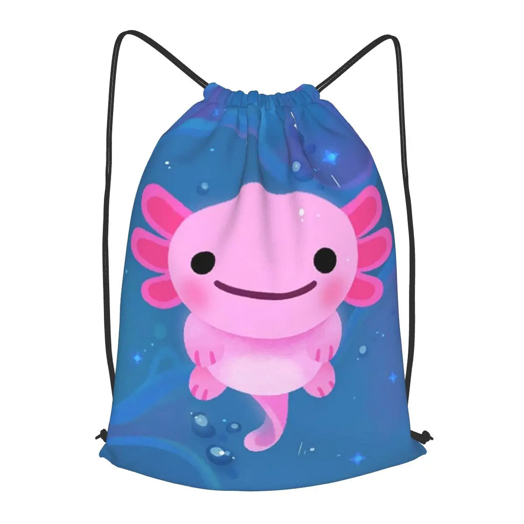 Axolotl Drawstring Backpack | Lightweight Gym, Swim & Travel Bag | Cute Axolotl Cinch Sack