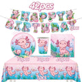 Pink Axolotl Birthday Party Supply Set