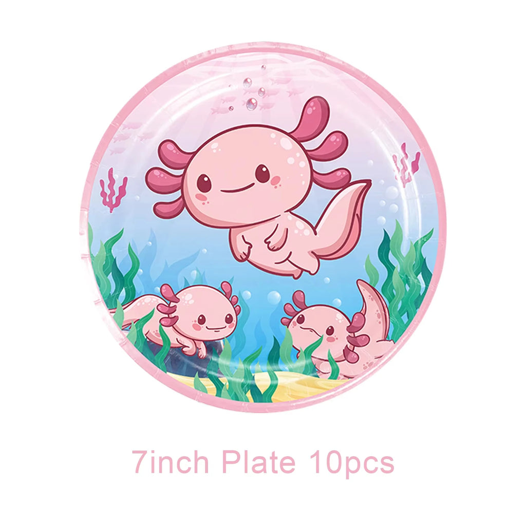 Pink Axolotl Birthday Party Supply Set