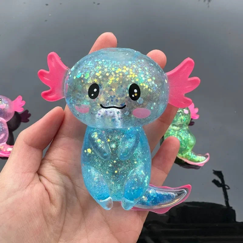 Glitter Axolotl Squishy – Stretchy Sensory Fidget Toy