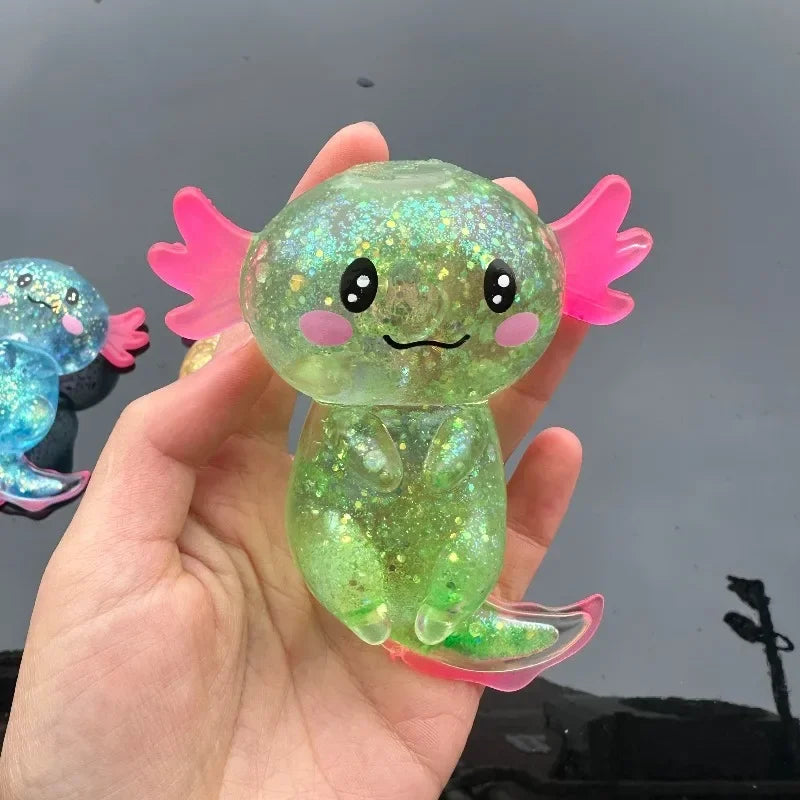 Glitter Axolotl Squishy – Stretchy Sensory Fidget Toy