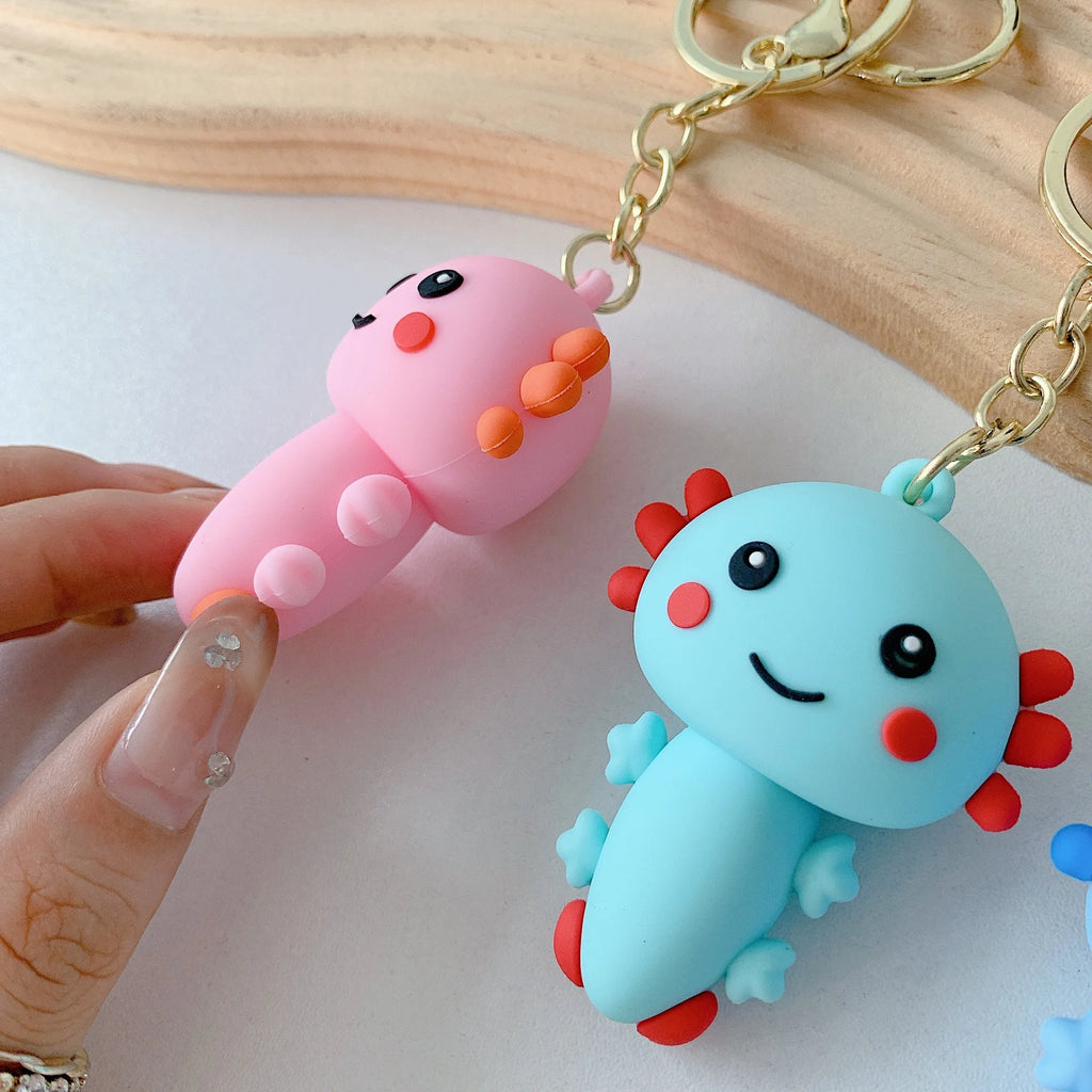 Cute Axolotl Silicone Keychain | Soft Rubber Backpack & Bag Charm