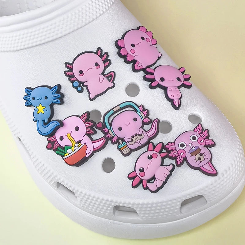 9-Piece Axolotl Shoe Charm Set | Cute Kawaii PVC Charms for Crocs®, Clogs & Wristbands