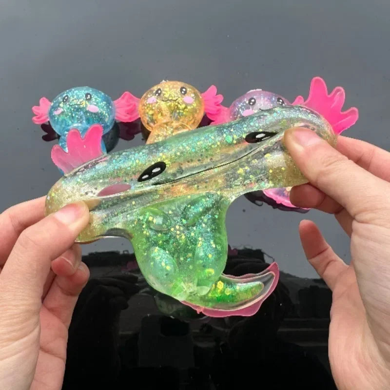 Glitter Axolotl Squishy – Stretchy Sensory Fidget Toy