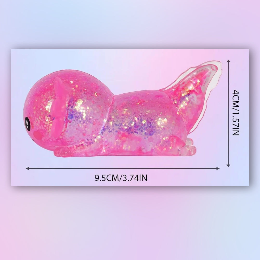 Glitter Axolotl Squishy – Sparkling Slow-Rise Fidget Toy